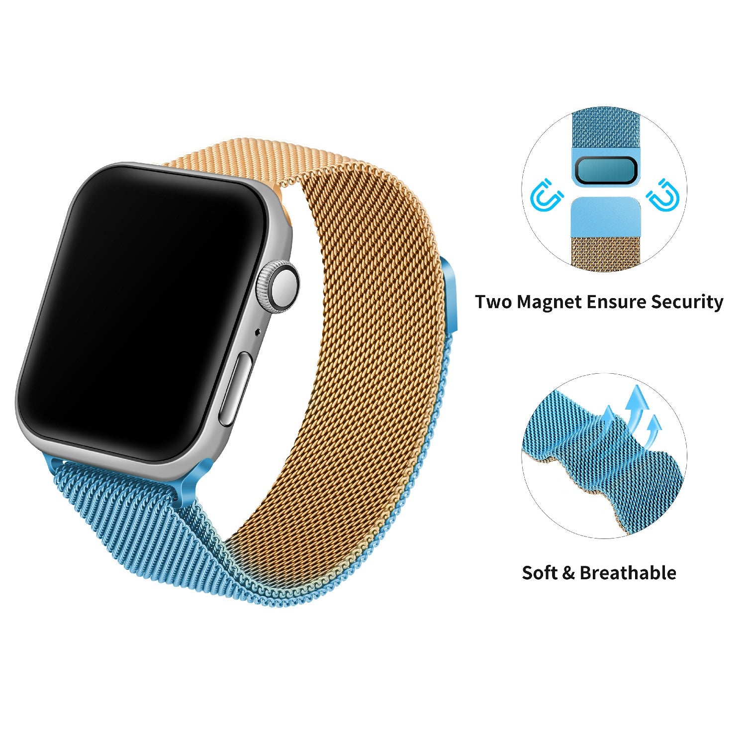 Dual Color Stainless Steel Magnetic Watch Strap Wristband Replacement for Apple Watch Ultra 49mm Ultra 2 49mm Series 9 45mm SE (2023) 44mm Series 8 45mm 7 45mm Watch Series 6 SE 44mm SE (2022) 44mm 5 4 44mm Watch Series 3 2 1 42mm Dual Color Stainless Steel Magnetic Watch Strap Wristband Replacement for Apple Watch Ultra 49mm Ultra 2 49mm Series 9 45mm SE (2023) 44mm Series 8 45mm 7 45mm Watch Series 6 SE 44mm SE (2022) 44mm 5 4 44mm Watch Series 3 2 1 42mm